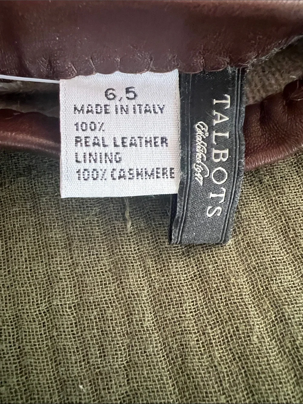 Vintage Talbots Brown Leather Gloves with Cashmere Lining